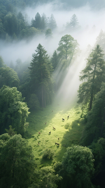 晨雾森林阳光盛景
