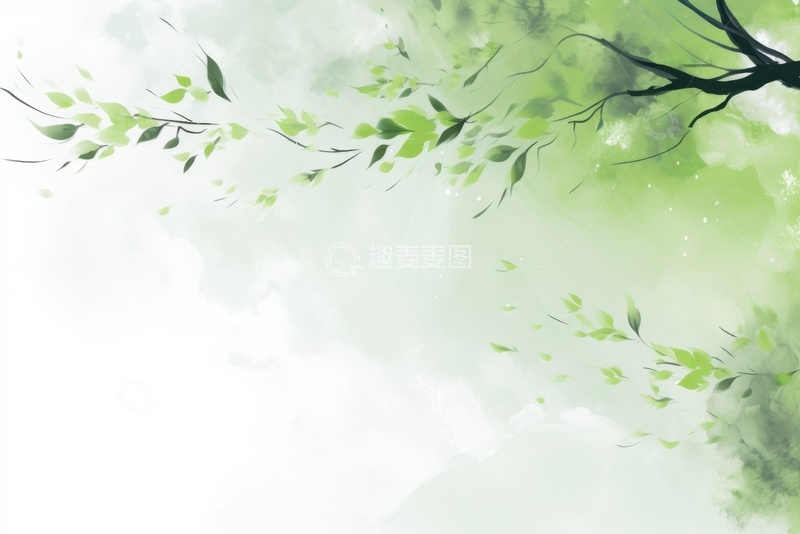 高清大图下载【趣麦麦图】水彩简约绿植背景