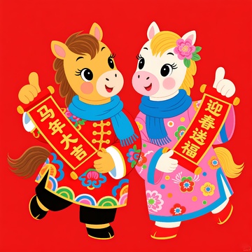 2026年马年卡通绘画