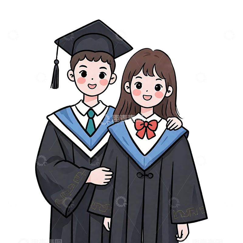 卡通手绘毕业季学生