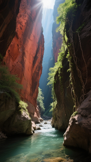 阳光峡谷河流奇景