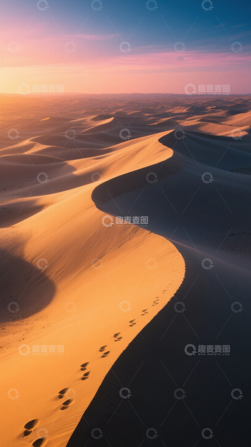 高清大图下载【趣麦麦图】夕阳沙漠沙丘奇景