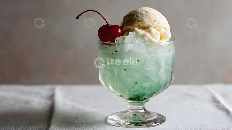 高清大图下载【趣麦麦图】夏日绿色冰淇淋饮料1