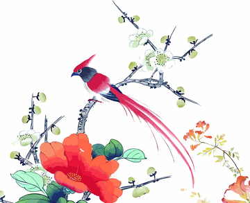 中国风工笔画花鸟