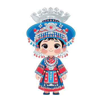 苗族可爱Q版人物插画