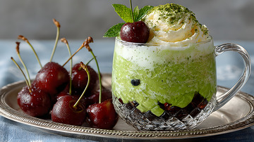 夏日绿色冰淇淋饮料