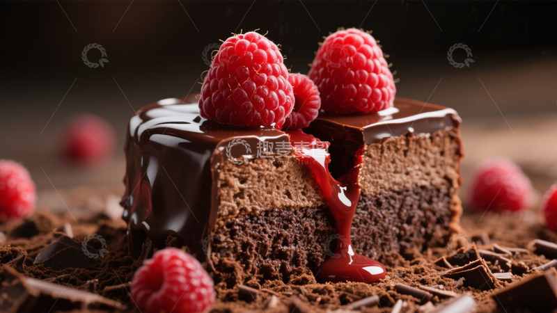 高清大图下载【趣麦麦图】树莓巧克力蛋糕4