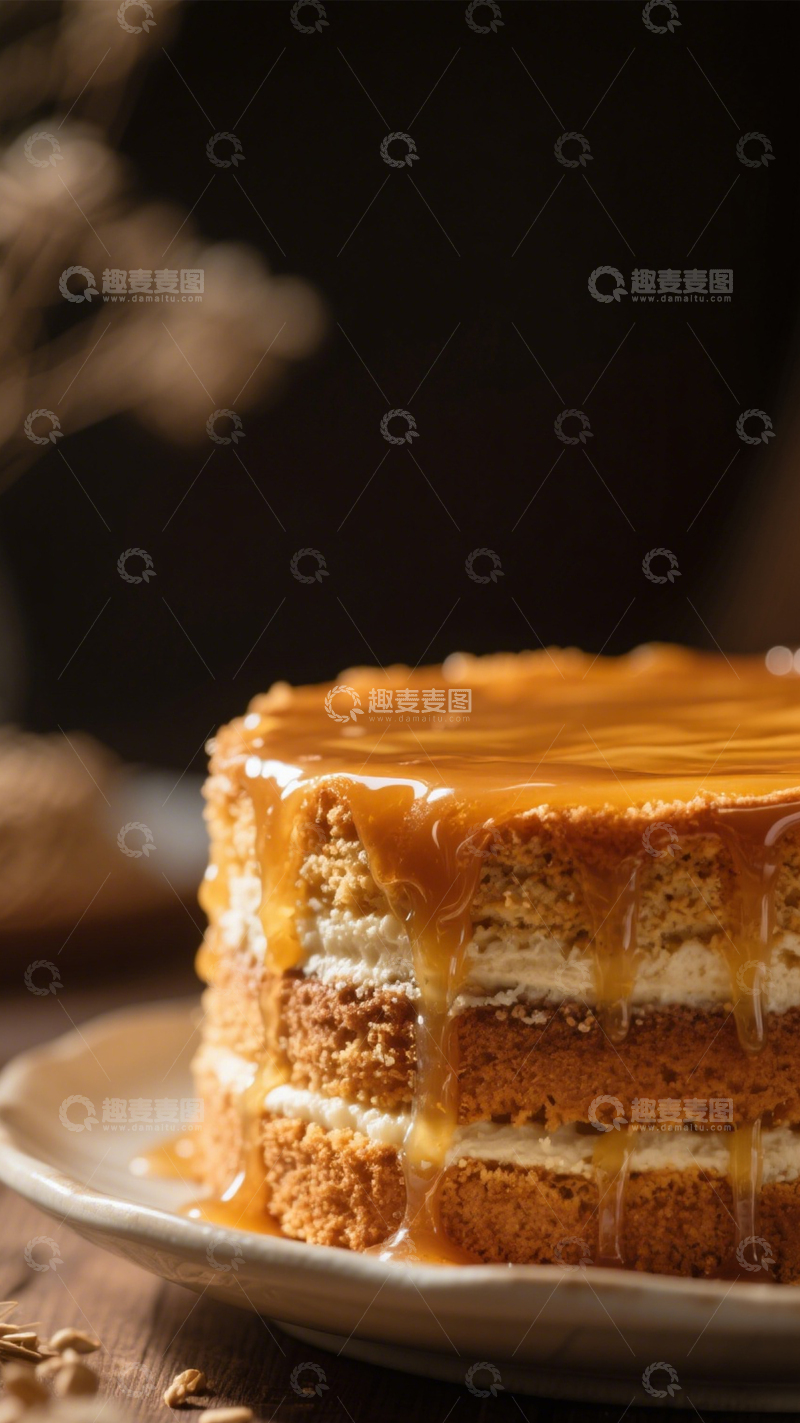 高清大图下载【趣麦麦图】焦糖淋面蛋糕1