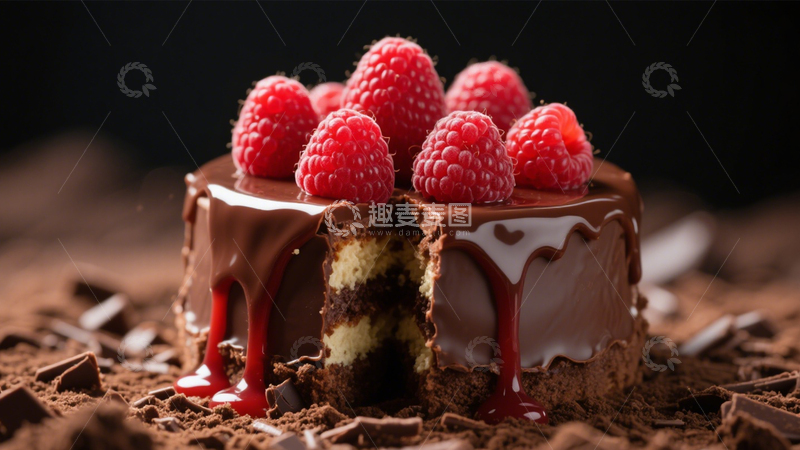高清大图下载【趣麦麦图】树莓巧克力蛋糕3