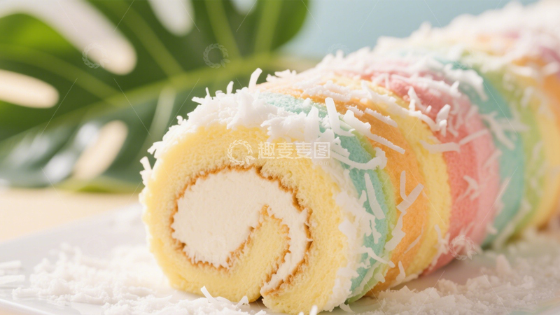 高清大图下载【趣麦麦图】彩虹椰蓉蛋糕卷4