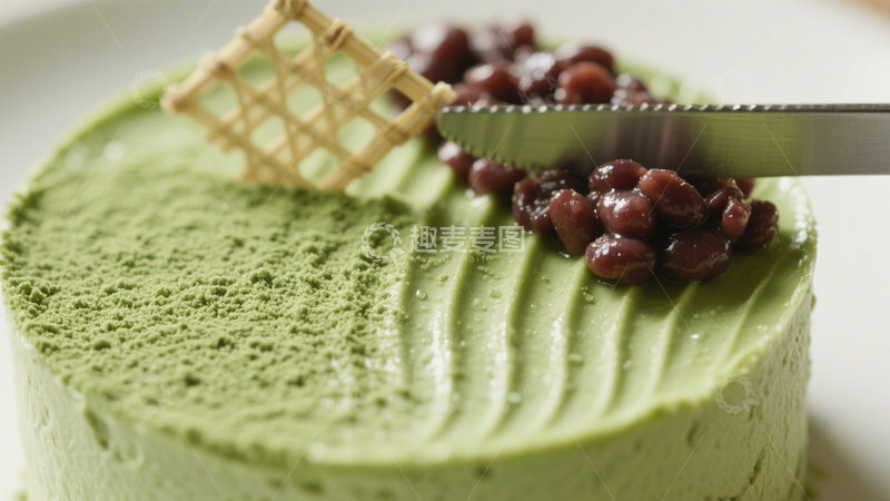 高清大图下载【趣麦麦图】抹茶红豆蛋糕3