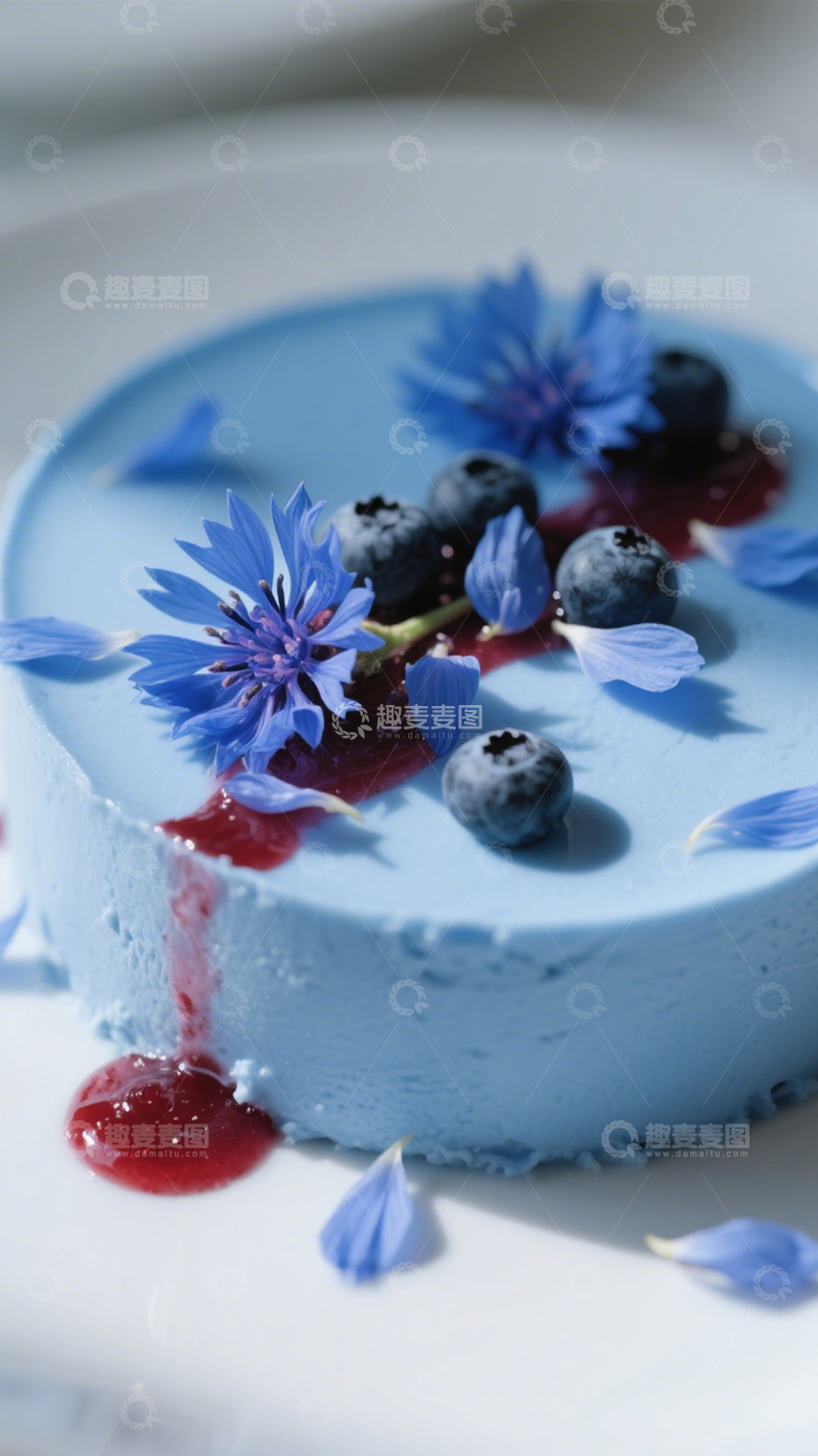 高清大图下载【趣麦麦图】蓝花蓝莓蛋糕2