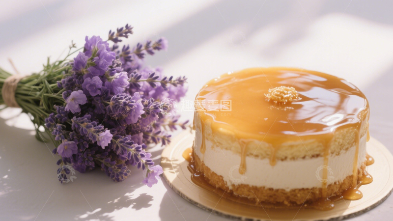 高清大图下载【趣麦麦图】薰衣草焦糖蛋糕3
