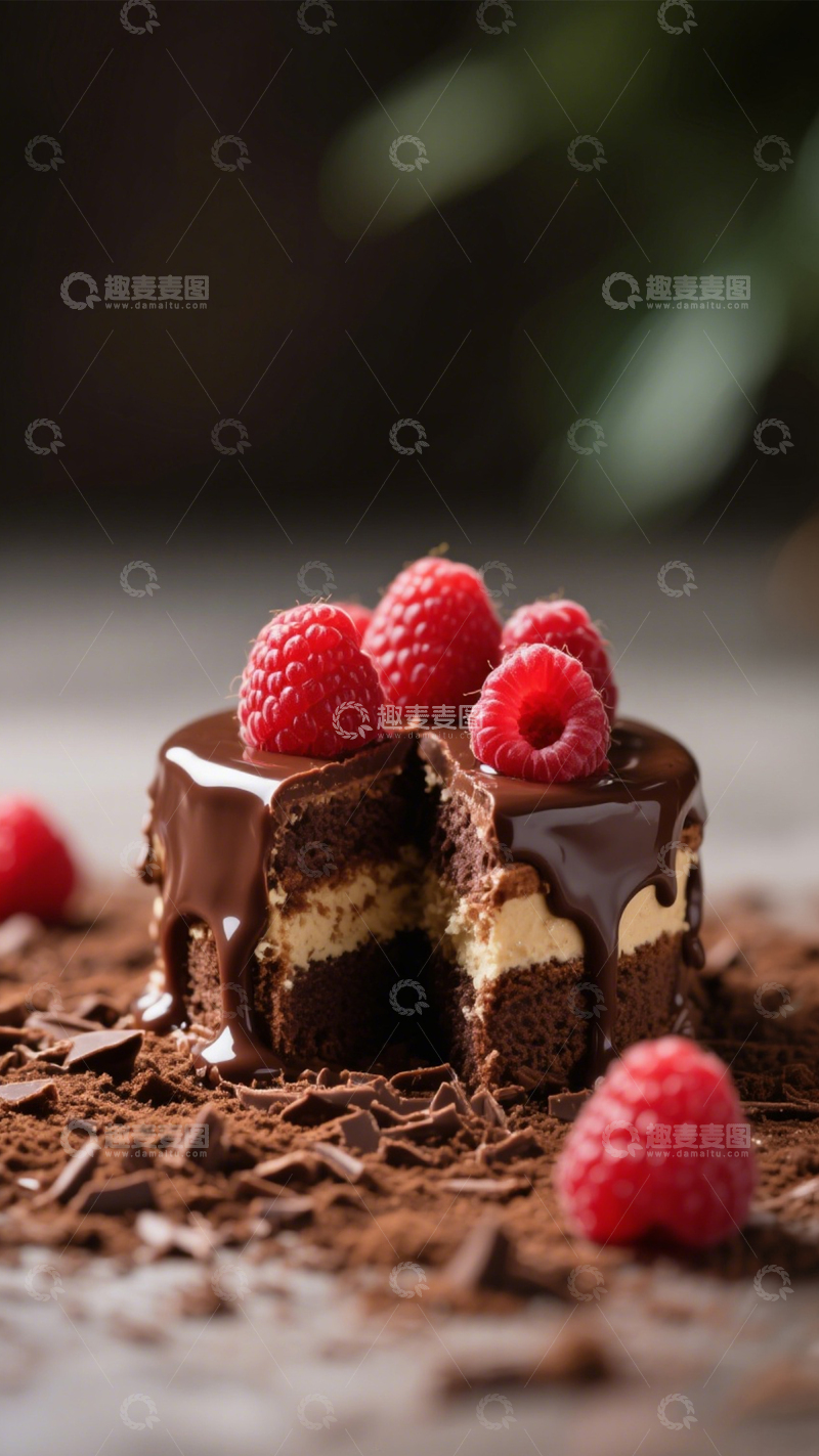 高清大图下载【趣麦麦图】树莓巧克力蛋糕2