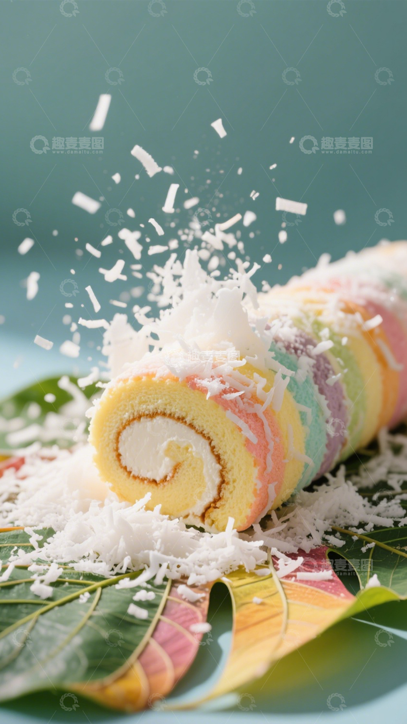 高清大图下载【趣麦麦图】彩虹椰蓉蛋糕卷2