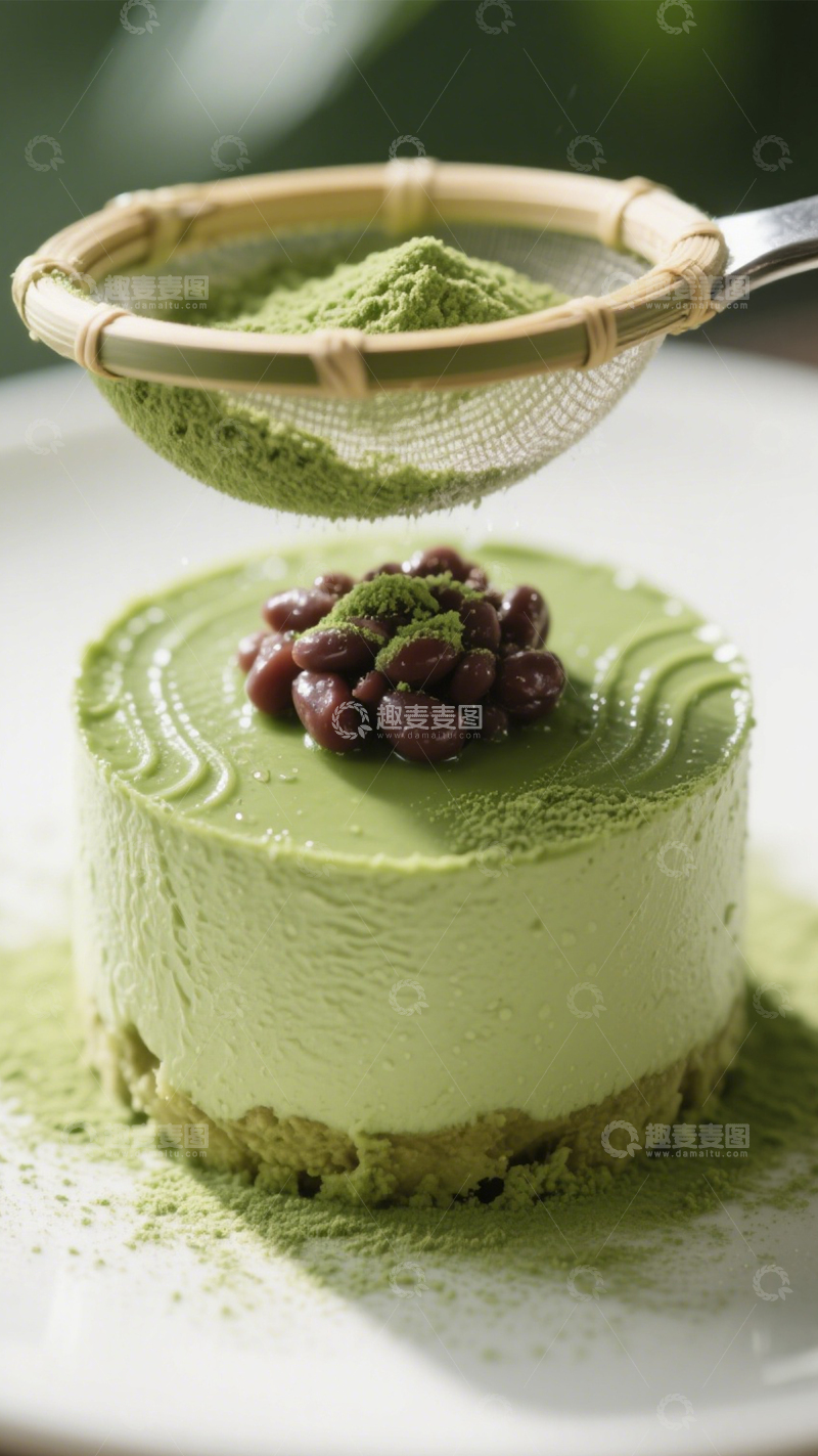 高清大图下载【趣麦麦图】抹茶红豆蛋糕2