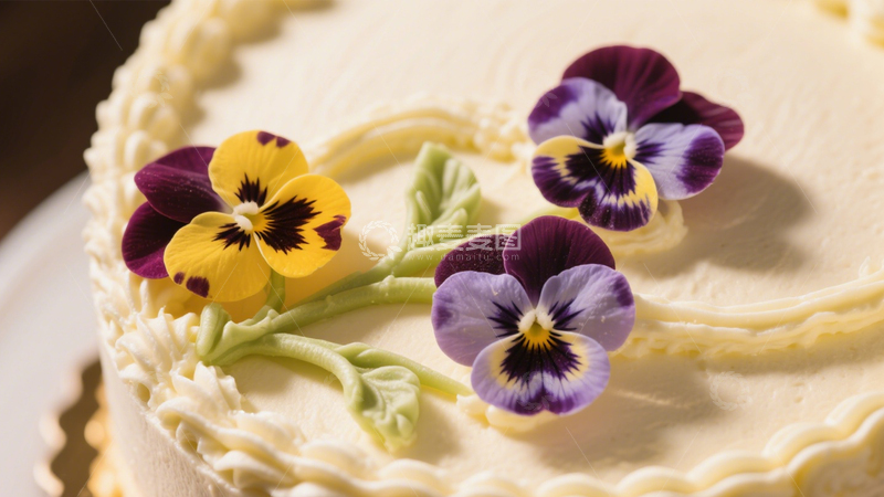 高清大图下载【趣麦麦图】三色堇奶油蛋糕4