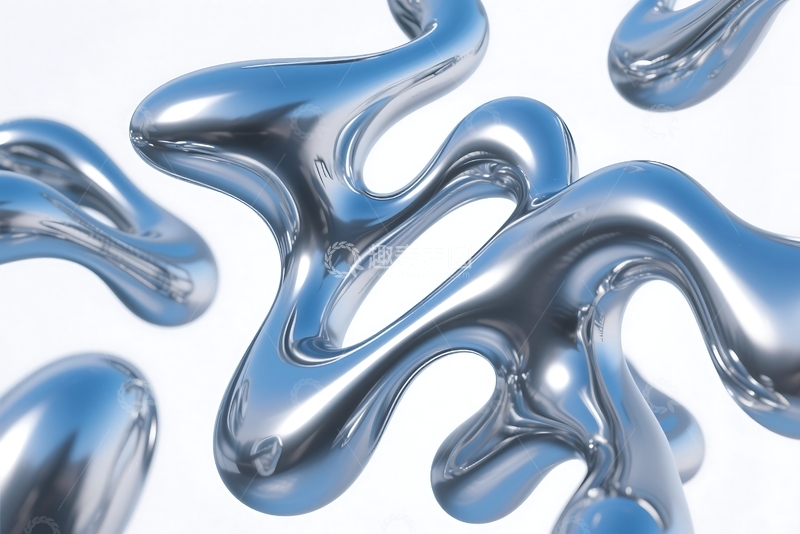 高清大图下载【趣麦麦图】三维铬抽象液体形状集合 
