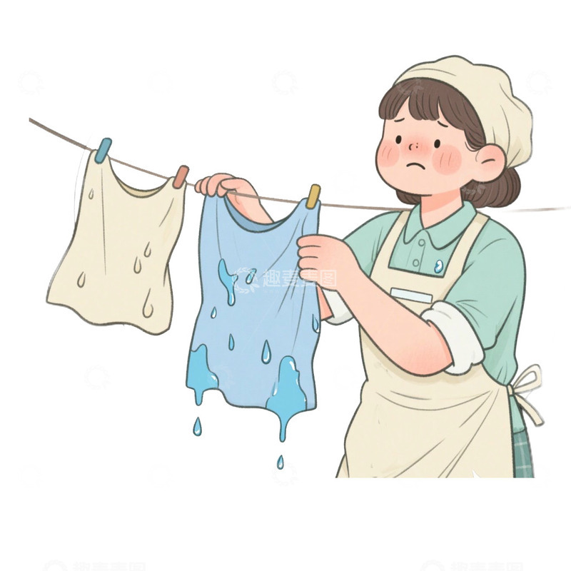 高清大图下载【趣麦麦图】梅雨季衣服不干免抠元素4