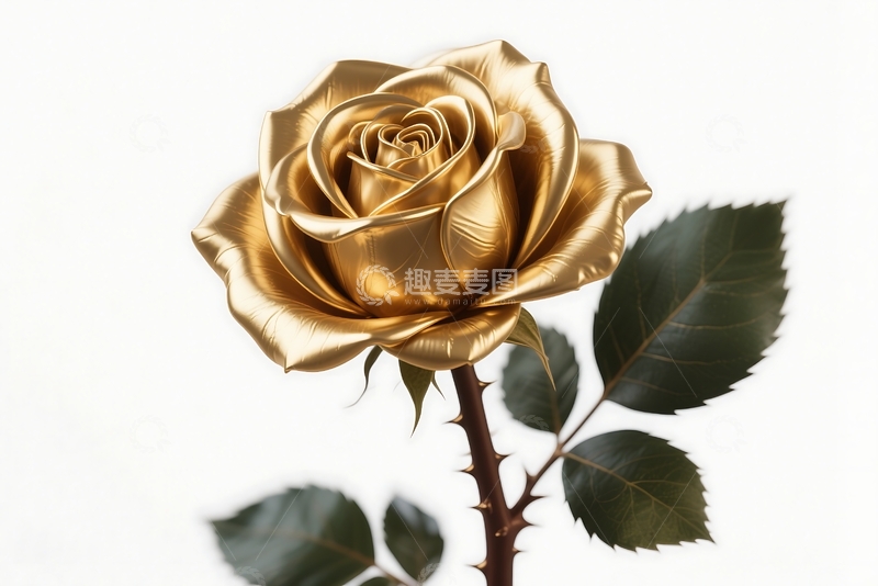 高清大图下载【趣麦麦图】三维金色玫瑰花素材 