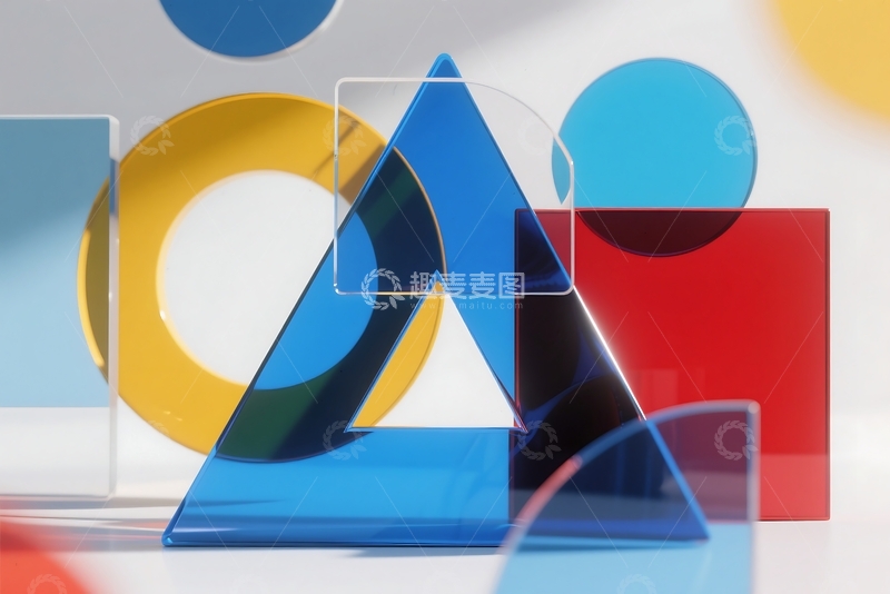 高清大图下载【趣麦麦图】三维几何形状抽象背景 