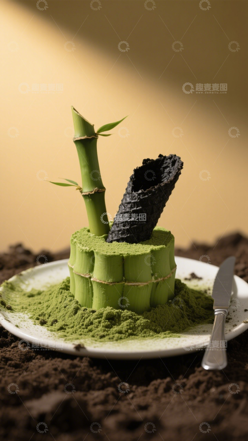 高清大图下载【趣麦麦图】竹韵抹茶创意蛋糕4