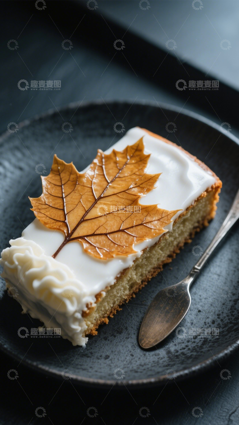 高清大图下载【趣麦麦图】枫叶白釉创意蛋糕1