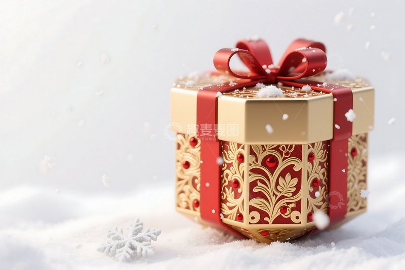 高清大图下载【趣麦麦图】三维写实新年八角形礼盒素材 