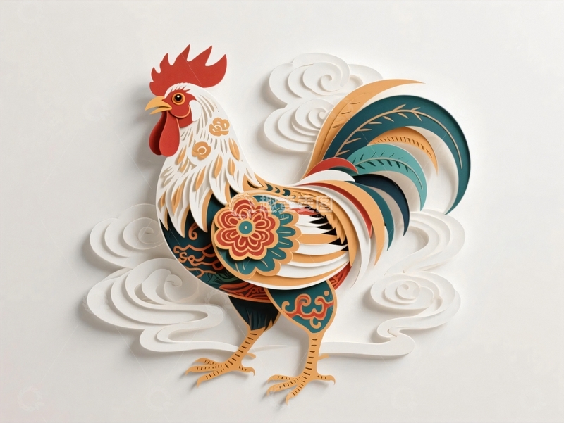 高清大图下载【趣麦麦图】动物彩绘公鸡2