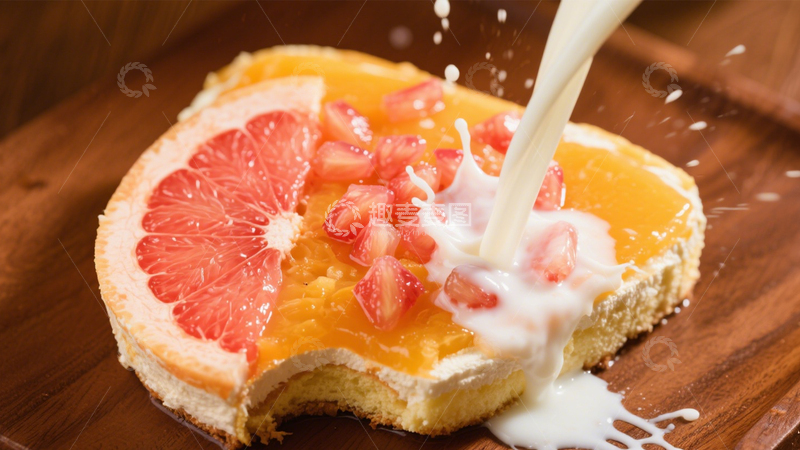 高清大图下载【趣麦麦图】西柚奶油水果蛋糕8