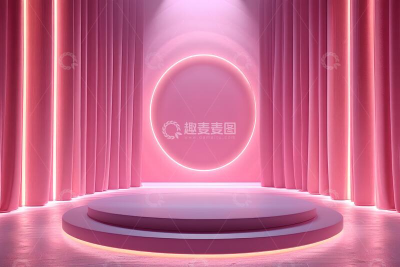 高清大图下载【趣麦麦图】粉色三维产品展台背景