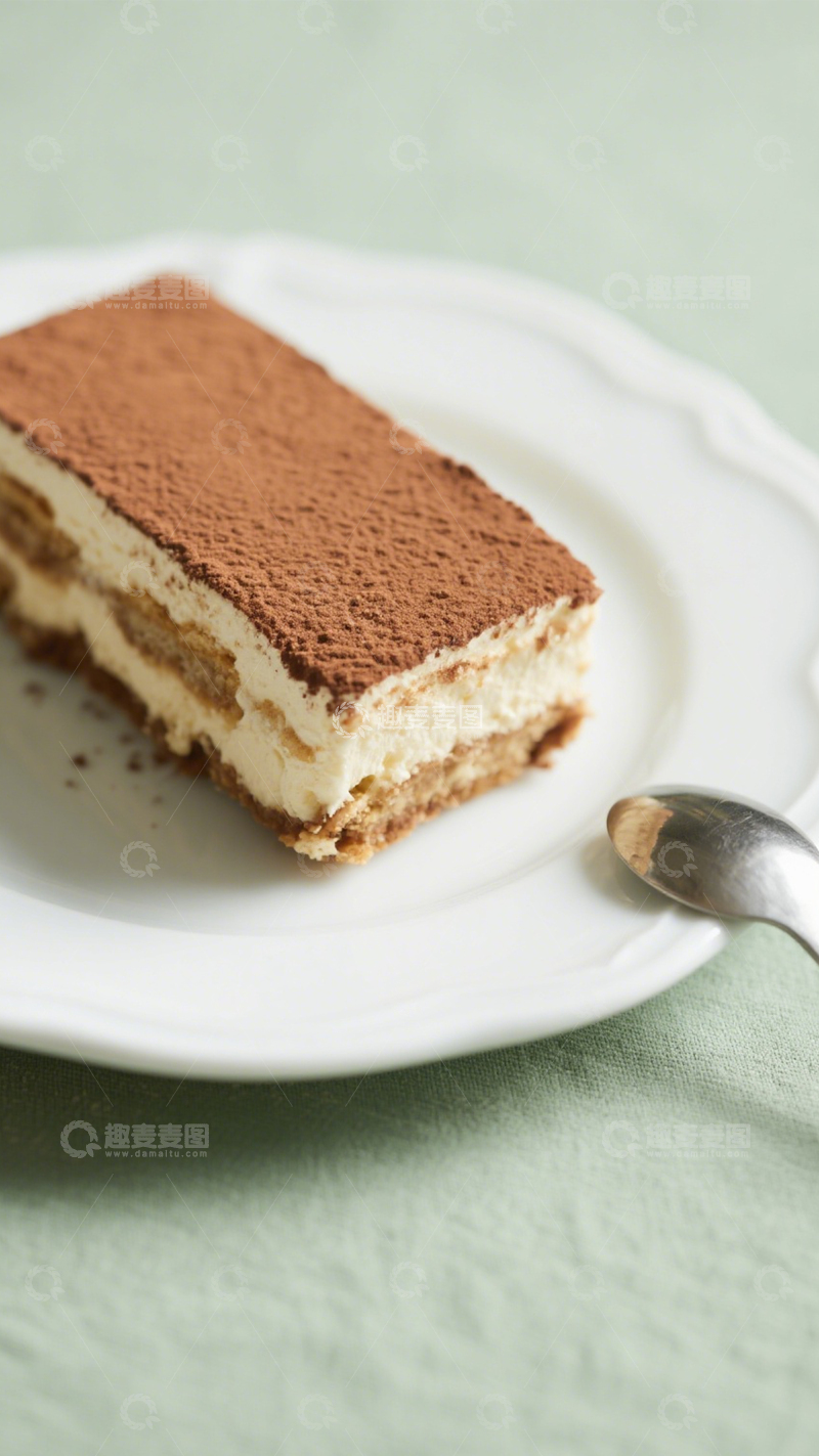 高清大图下载【趣麦麦图】可可粉装饰提拉米苏1