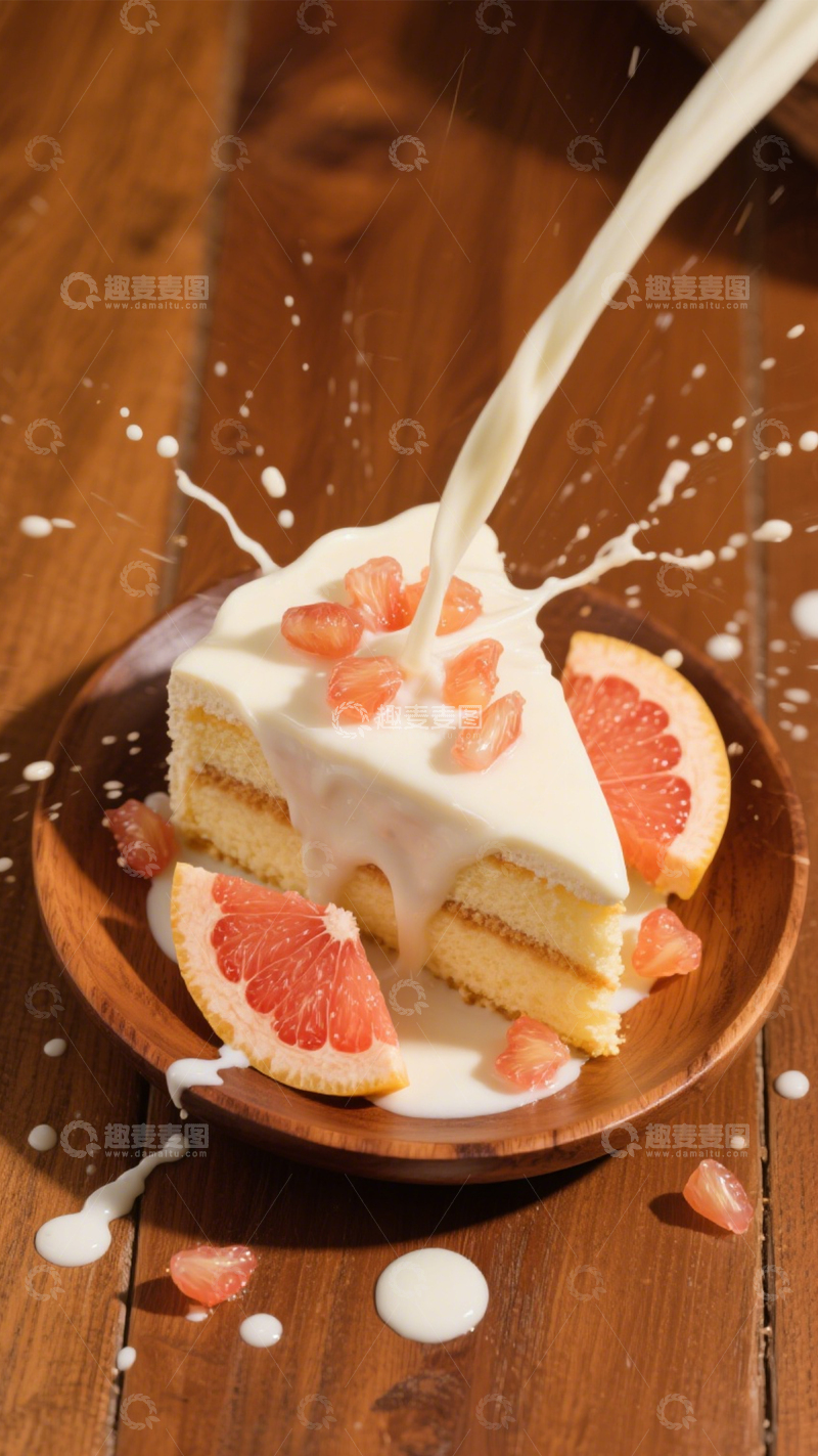 高清大图下载【趣麦麦图】西柚奶油水果蛋糕4