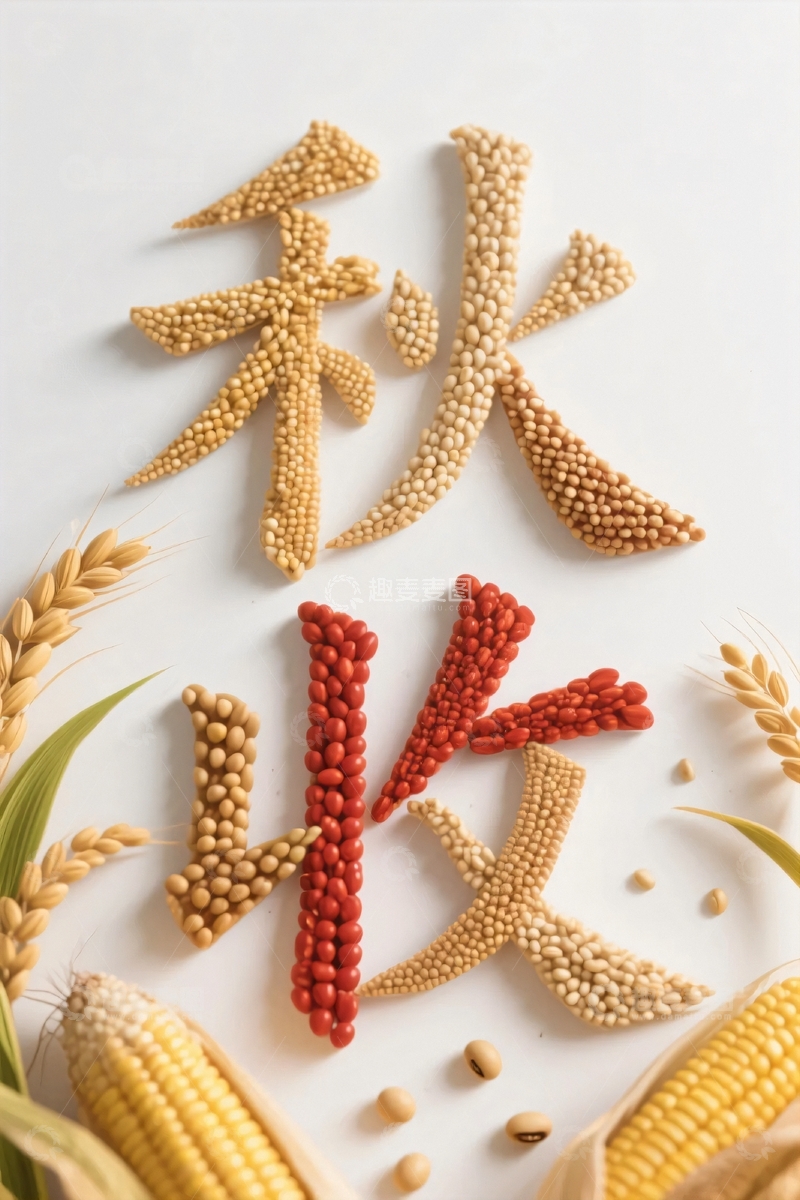 高清大图下载【趣麦麦图】立秋秋收海报字体7