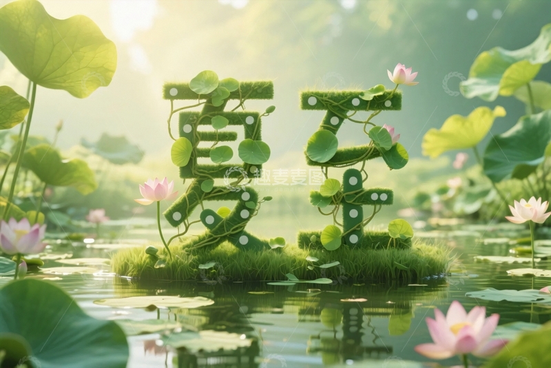 高清大图下载【趣麦麦图】立夏节气夏至字体5