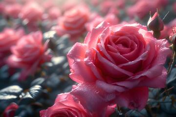 粉红色玫瑰花的全画幅拍摄