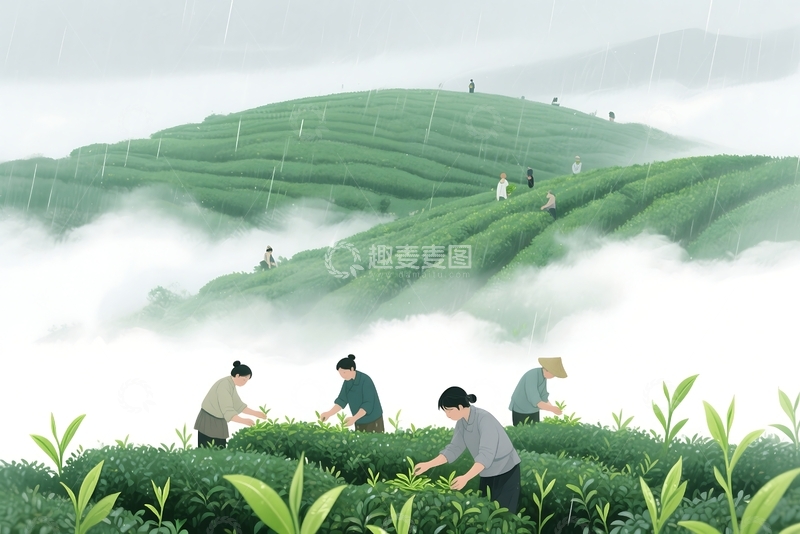 高清大图下载【趣麦麦图】二十四节气风景背景自然景观插画 