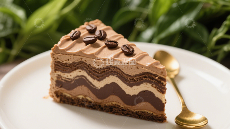 高清大图下载【趣麦麦图】咖啡豆多层咖啡蛋糕1