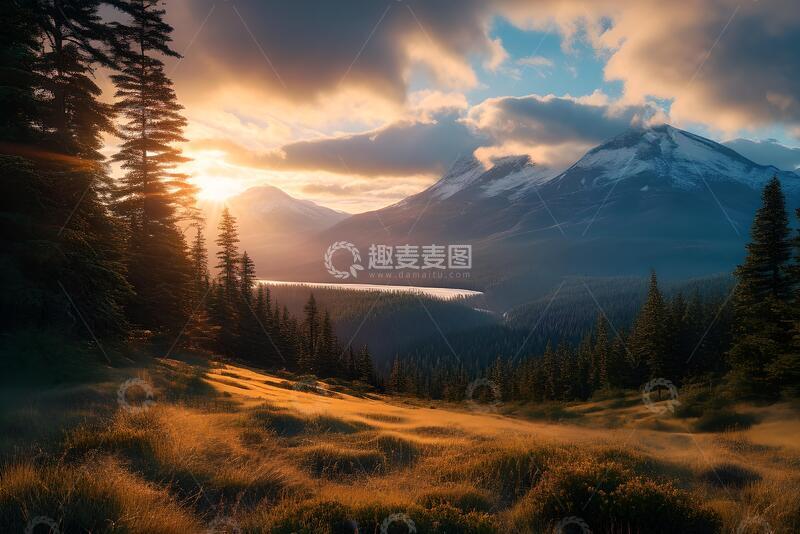 高清大图下载【趣麦麦图】湖山森林风光