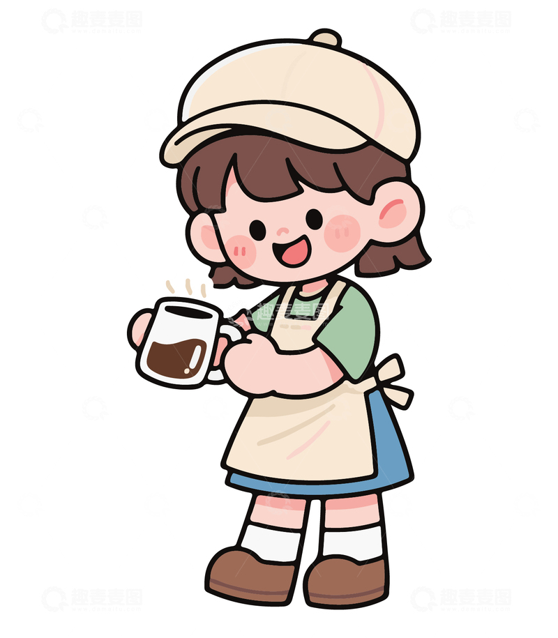 源文件下载【趣麦麦图】认真做咖啡的女孩