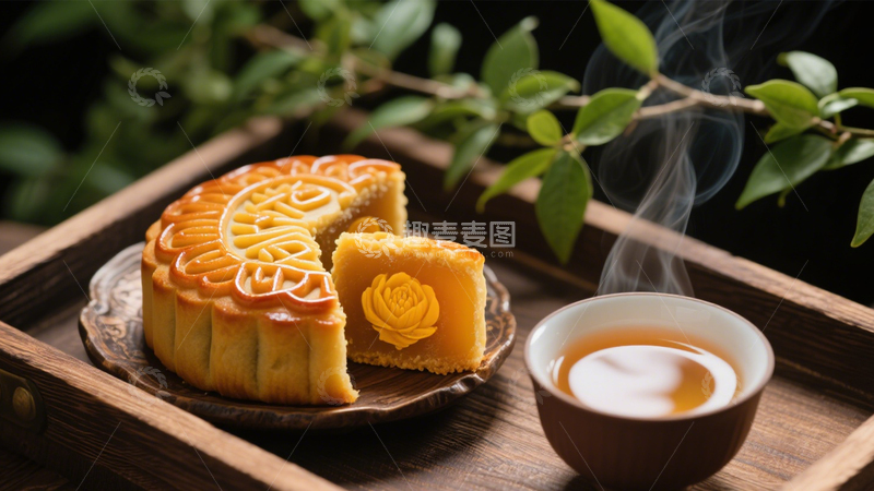 高清大图下载【趣麦麦图】蛋黄馅传统月饼糕点7