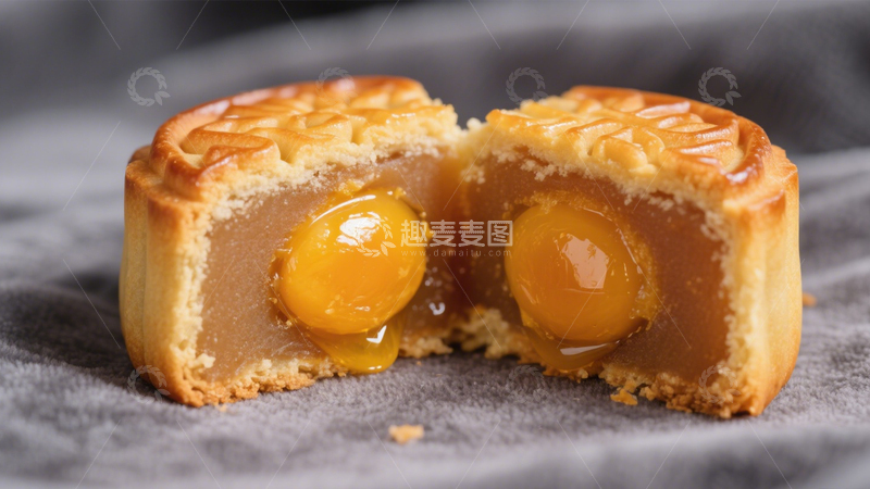 高清大图下载【趣麦麦图】蛋黄馅传统月饼糕点8