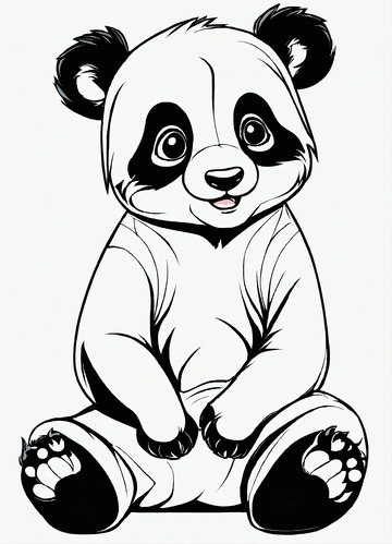 黑白可爱坐着的熊猫AI插画高清海报背景4