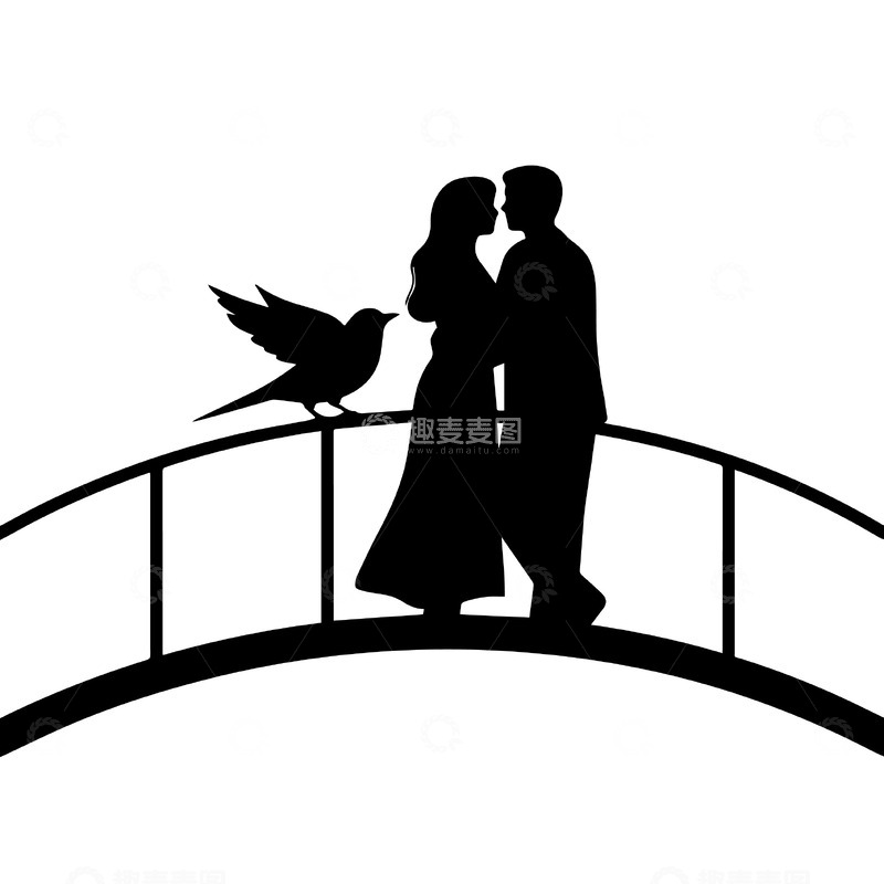 源文件下载【趣麦麦图】七夕桥情侣浪漫约会