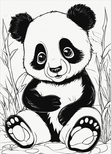 黑白可爱坐着的熊猫AI插画高清海报背景1