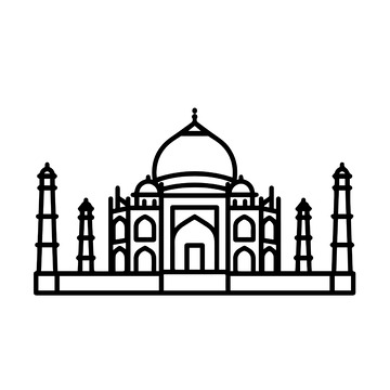 线描泰姬陵地标