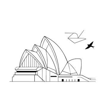 悉尼歌剧院飞鸟线描