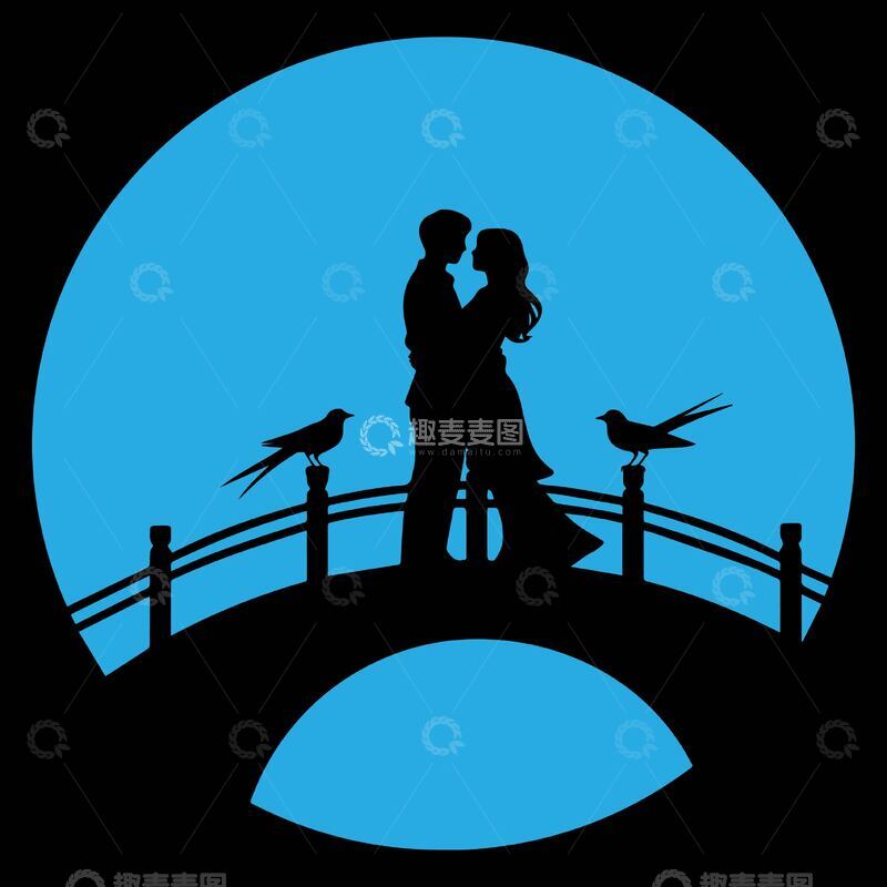 源文件下载【趣麦麦图】七夕鹊桥情侣浪漫约