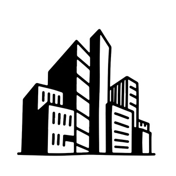 手绘都市高楼建筑