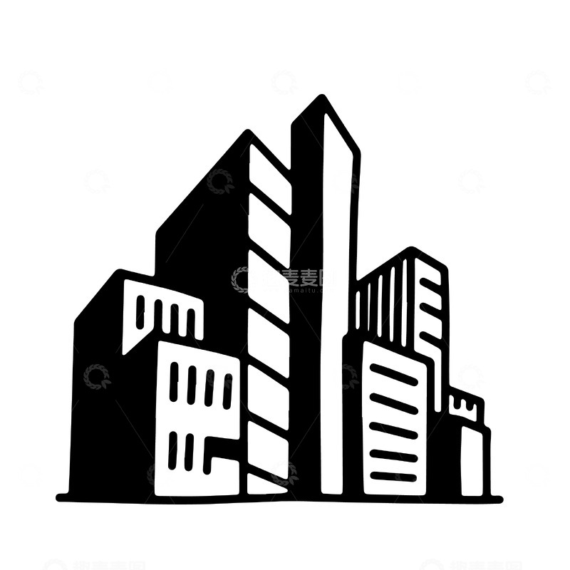 源文件下载【趣麦麦图】手绘都市高楼建筑